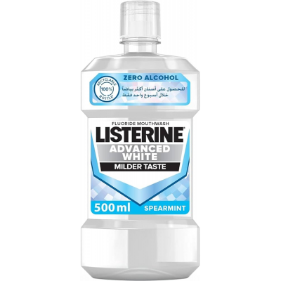 LISTERINE ® ADVANCED WHITE SPEARMINT MILDER TASTE MOUTHWASH 500 ML